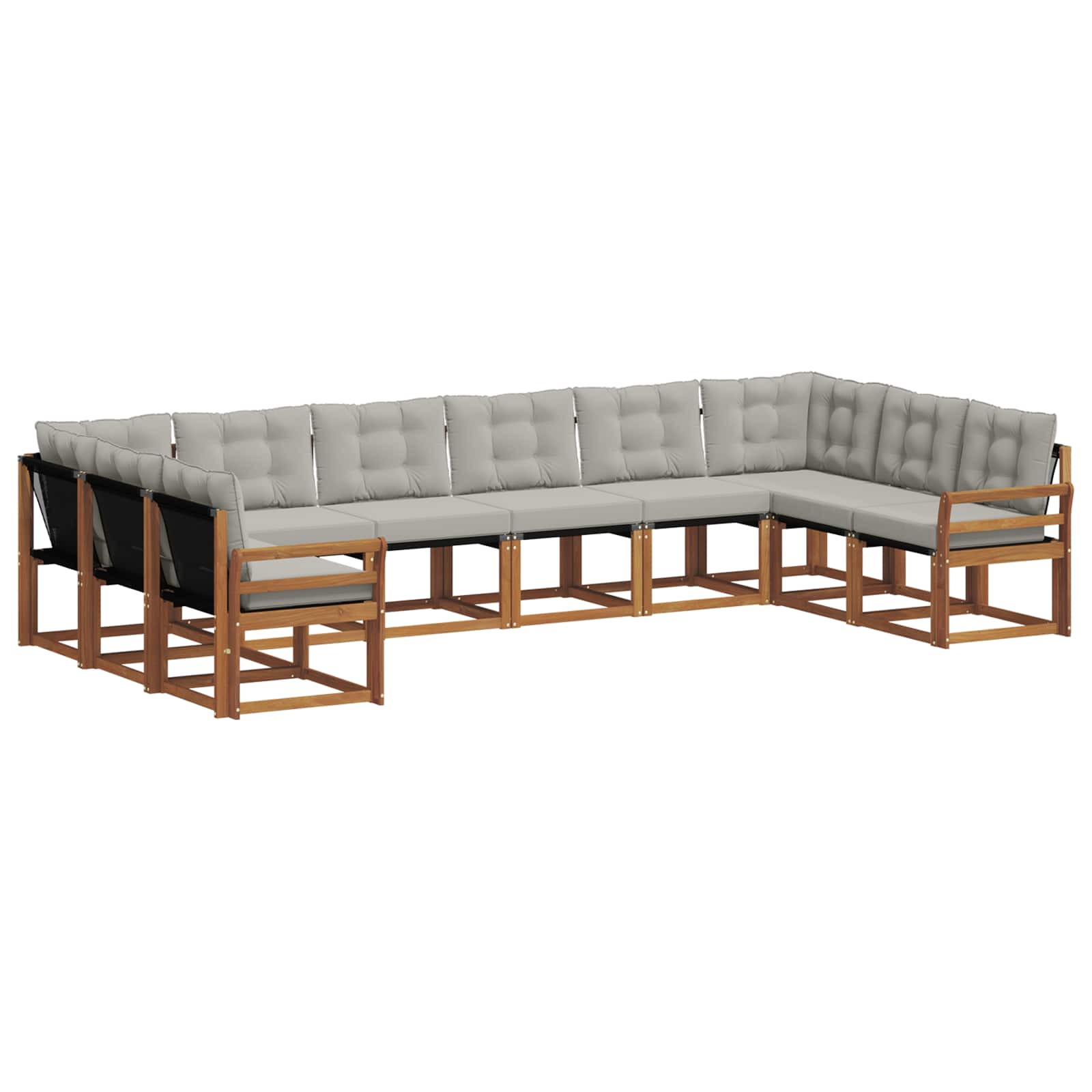 Outdoor-Sofagarnitur mit Kissen 10 pcs Natürlich und Hellgrau
