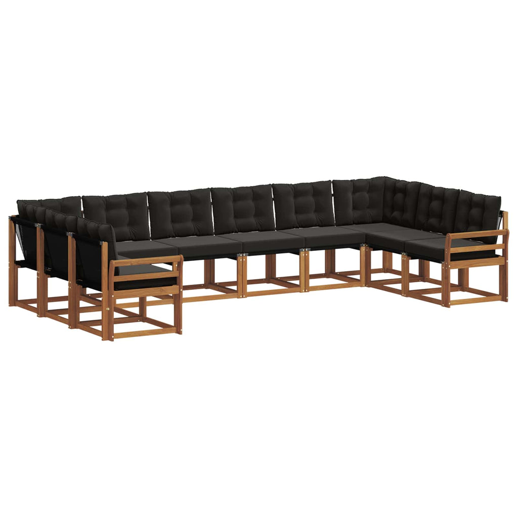 Outdoor-Sofagarnitur mit Kissen 10 pcs Natürlich und Schwarz