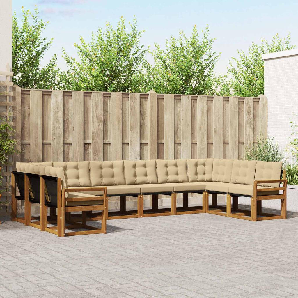 Outdoor-Sofagarnitur mit Kissen 10 pcs Natur und Beige