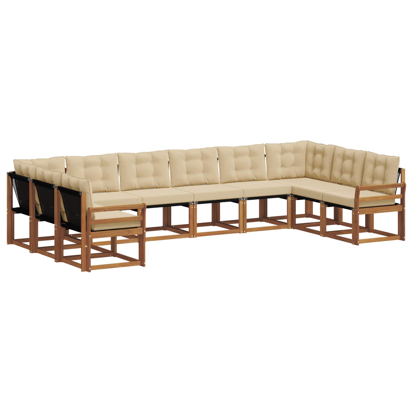 Outdoor-Sofagarnitur mit Kissen 10 pcs Natur und Beige