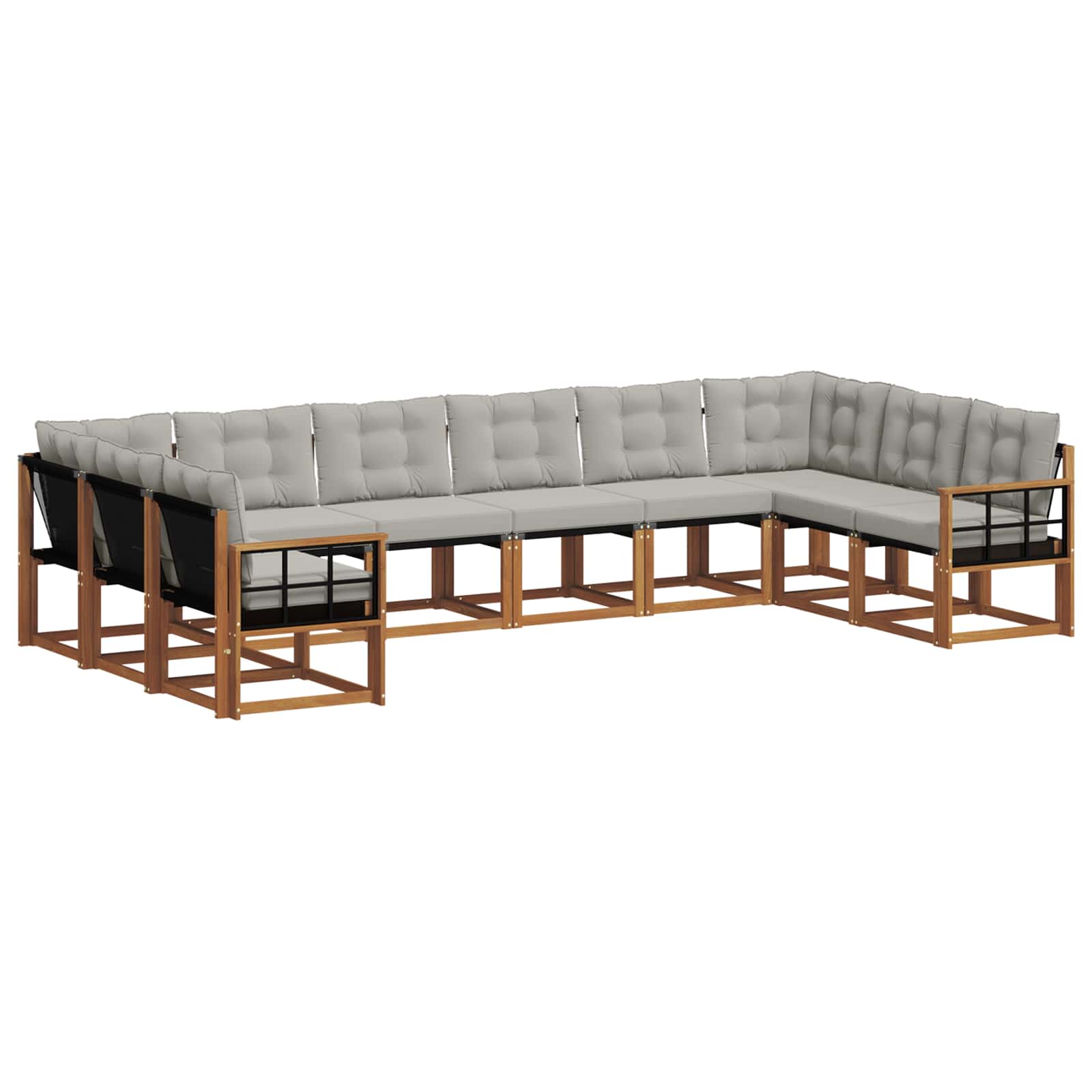 Outdoor-Sofagarnitur mit Kissen 10 pcs Natürlich und Hellgrau