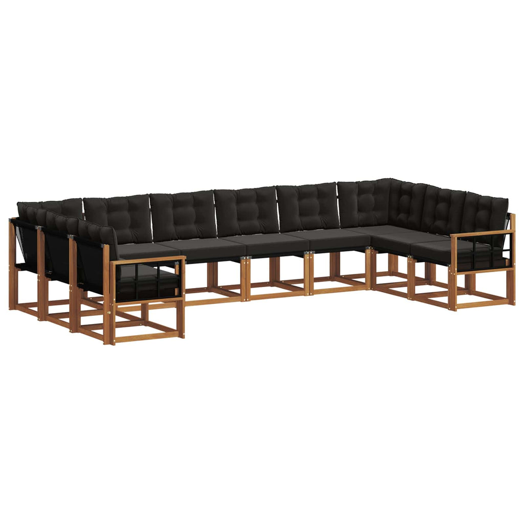 Outdoor-Sofagarnitur mit Kissen 10 pcs Natürlich und Schwarz