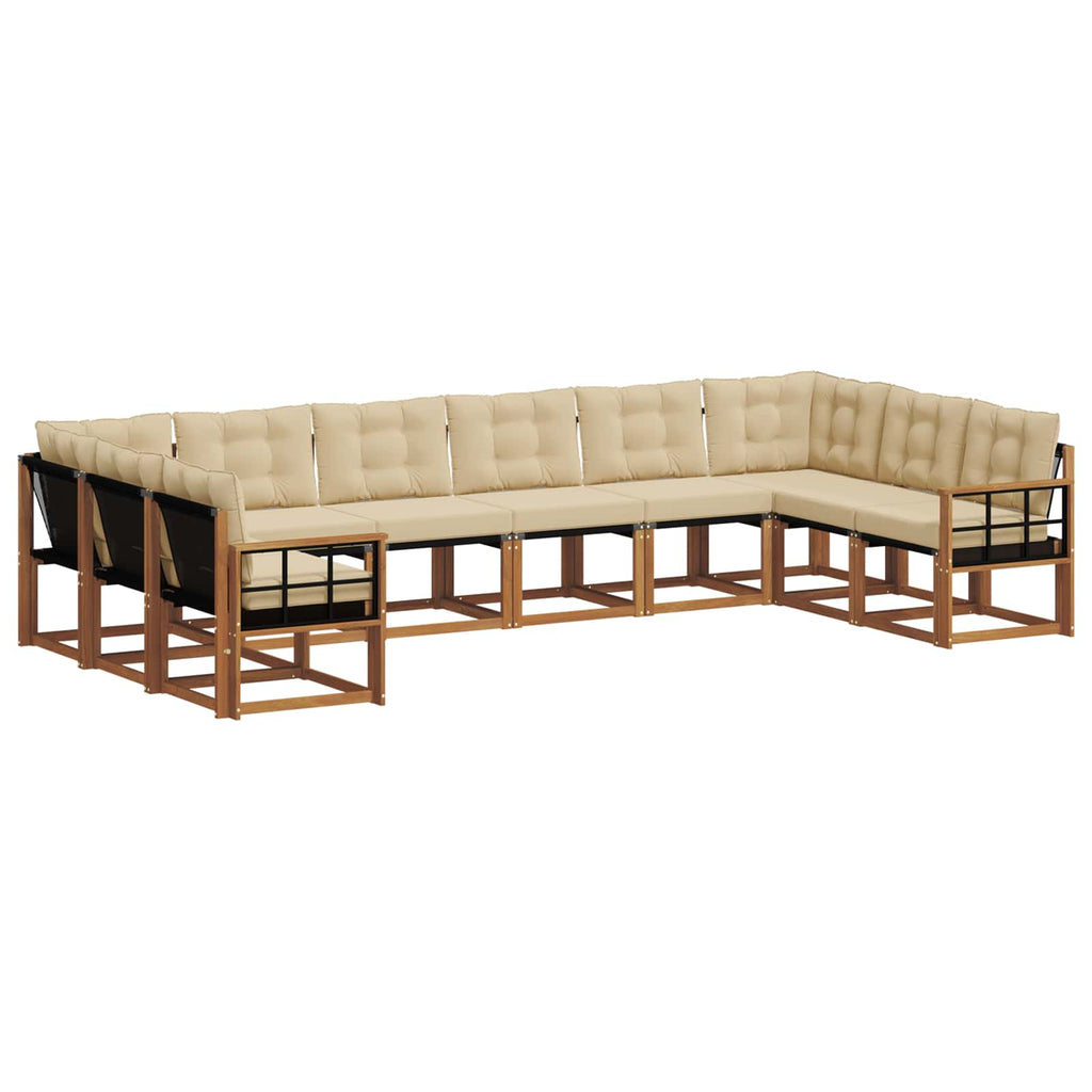 Outdoor-Sofagarnitur mit Kissen 10 pcs Natur und Beige