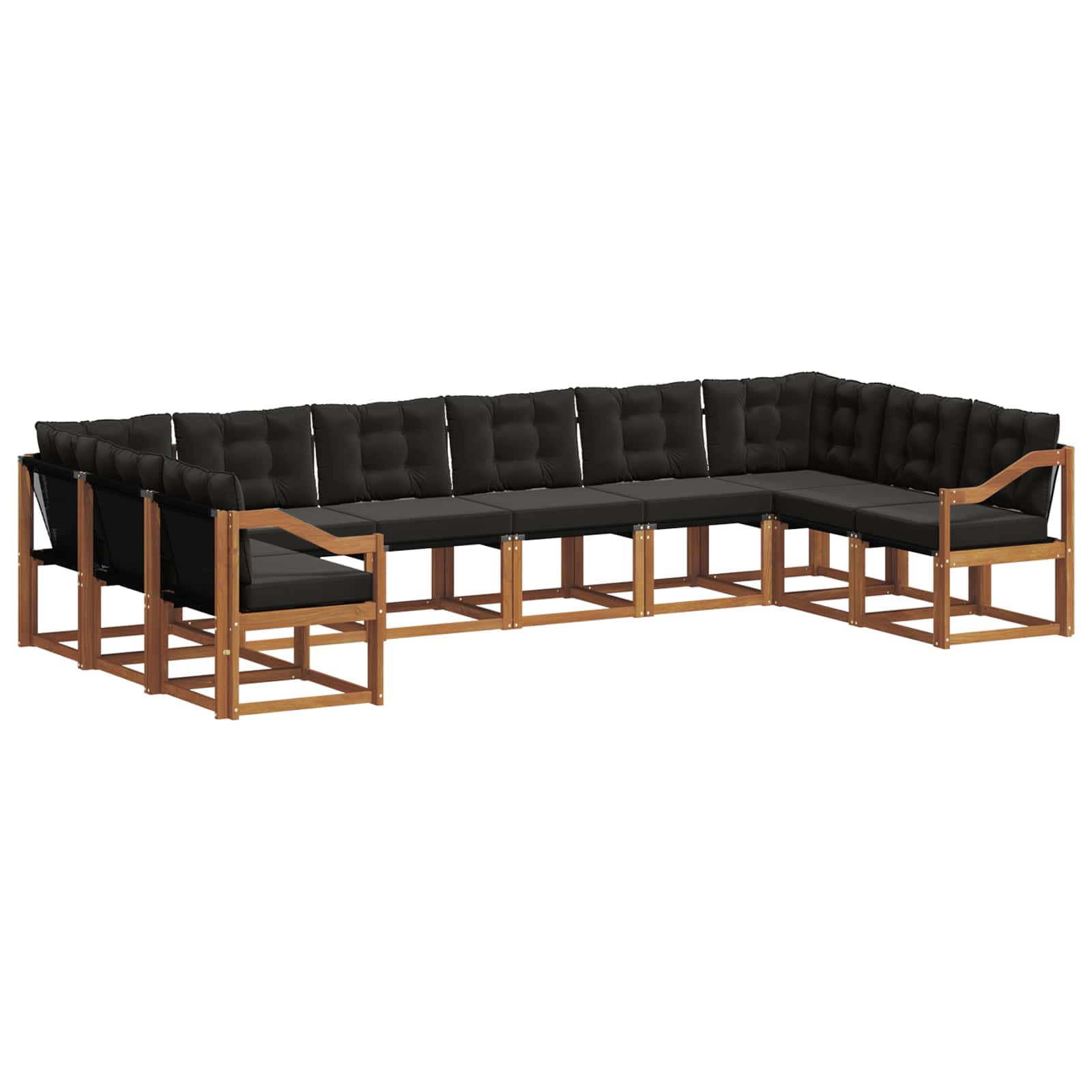 Outdoor-Sofagarnitur mit Kissen 10 pcs Natürlich und Schwarz