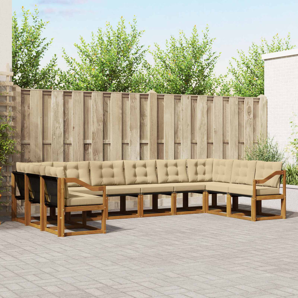 Outdoor-Sofagarnitur mit Kissen 10 pcs Natur und Beige