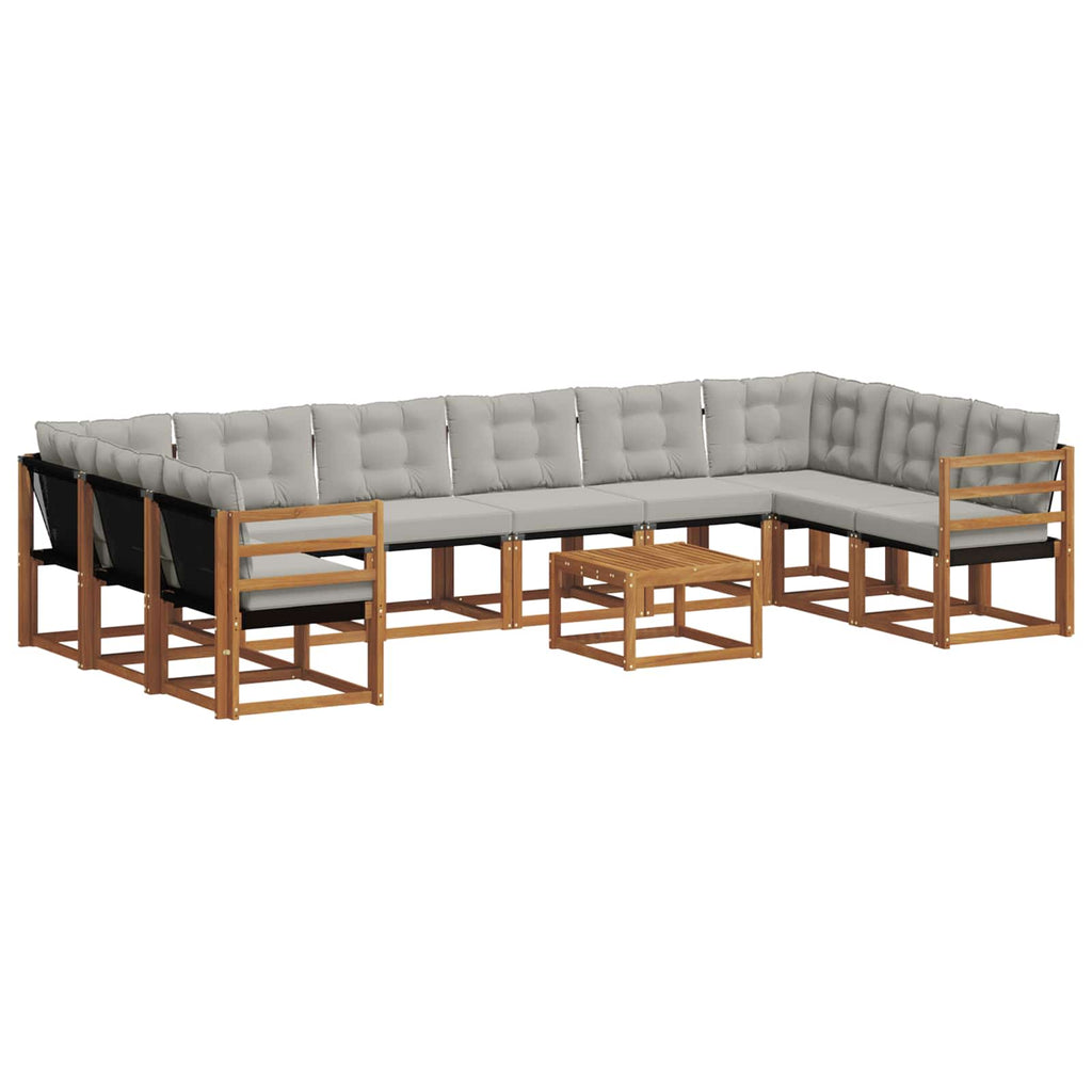 Outdoor-Sofagarnitur mit Kissen 11 pcs Natürlich und Hellgrau