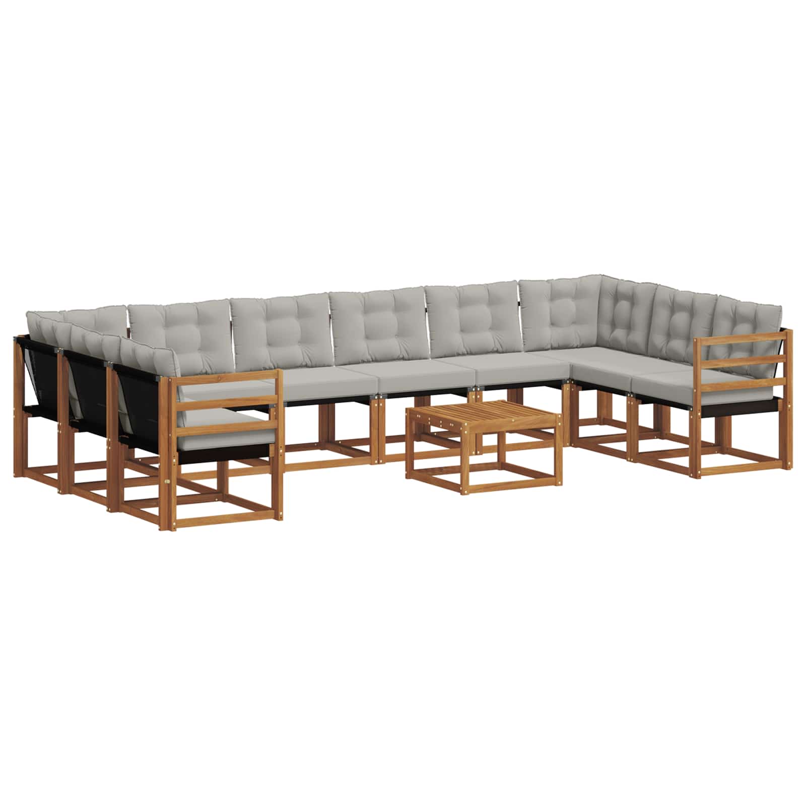 Outdoor-Sofagarnitur mit Kissen 11 pcs Natürlich und Hellgrau