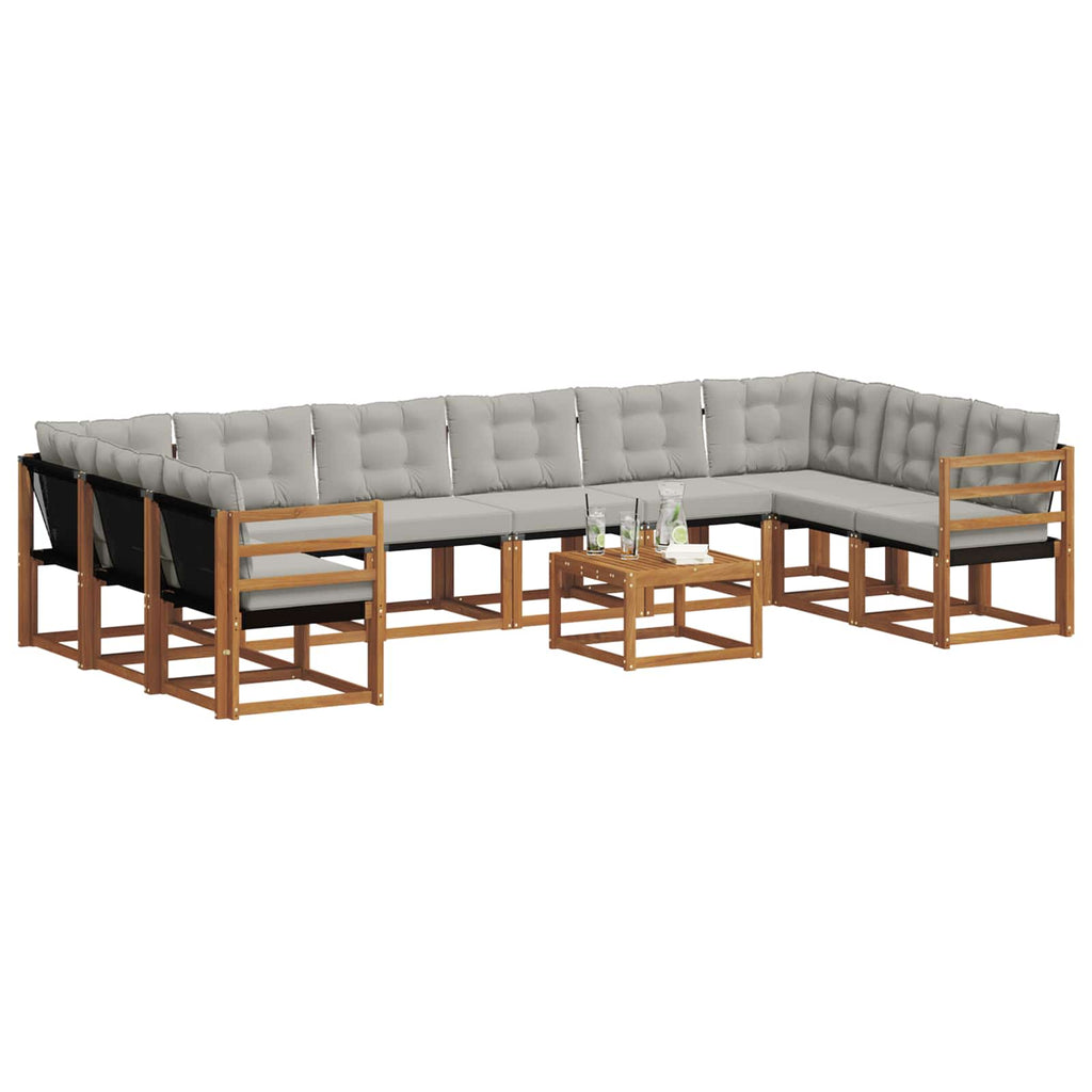 Outdoor-Sofagarnitur mit Kissen 11 pcs Natürlich und Hellgrau