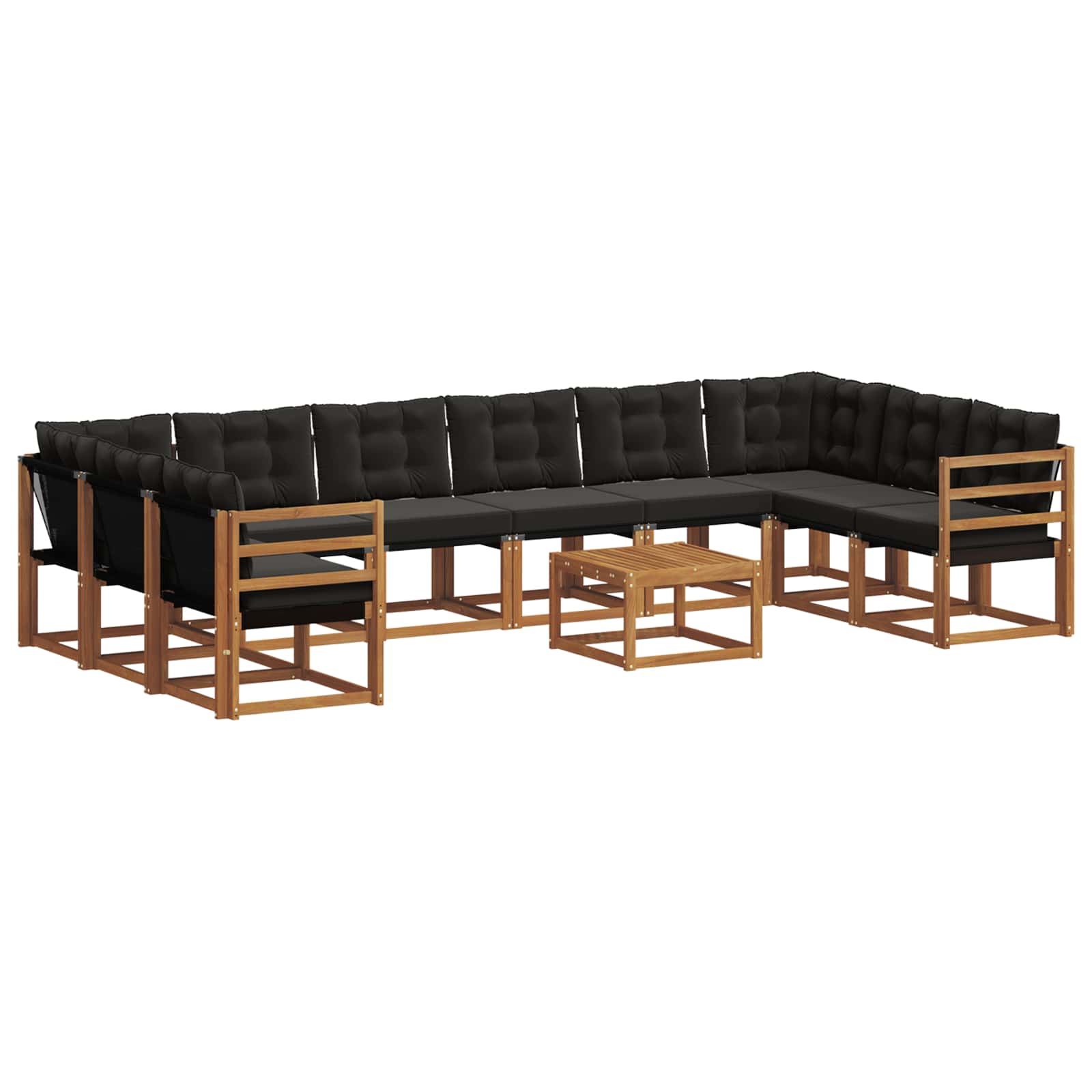 Outdoor-Sofagarnitur mit Kissen 11 pcs Natürlich und Schwarz