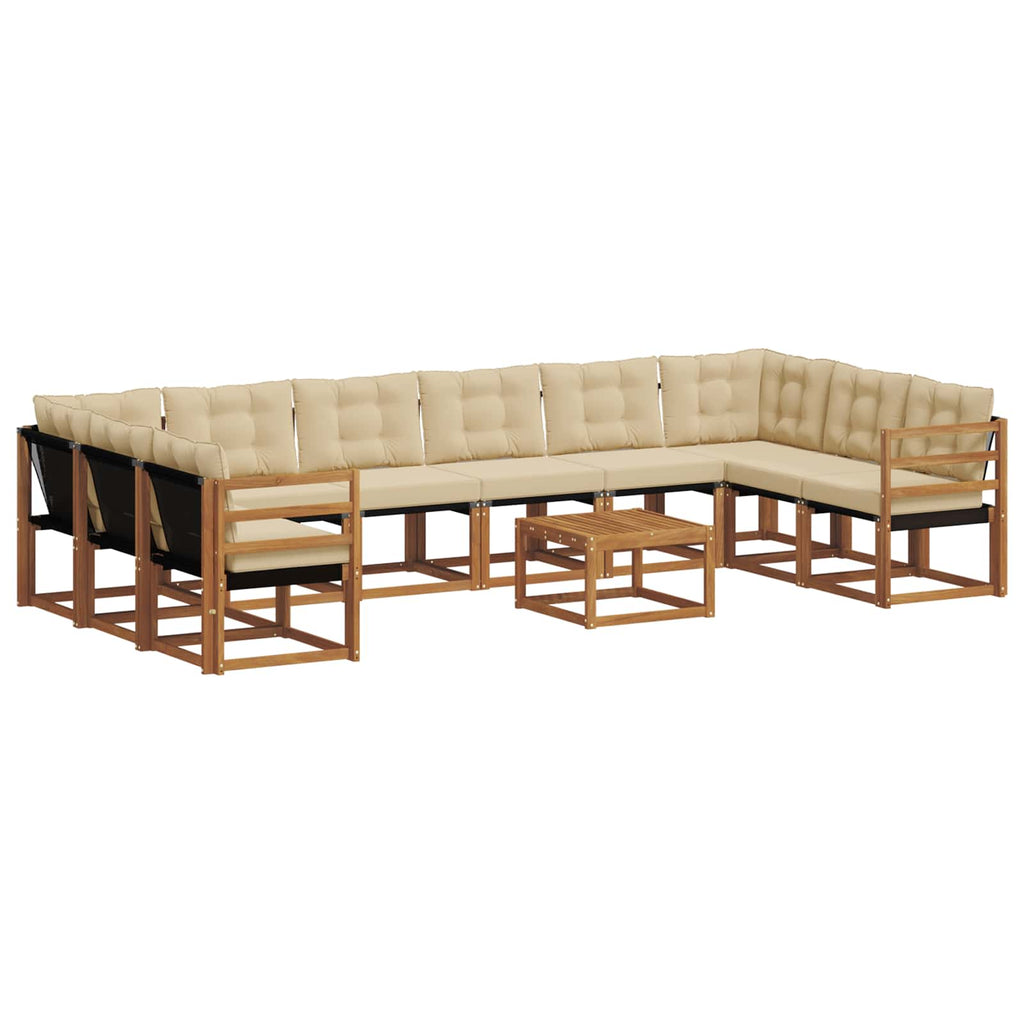 Outdoor-Sofagarnitur mit Kissen 11 pcs Natur und Beige