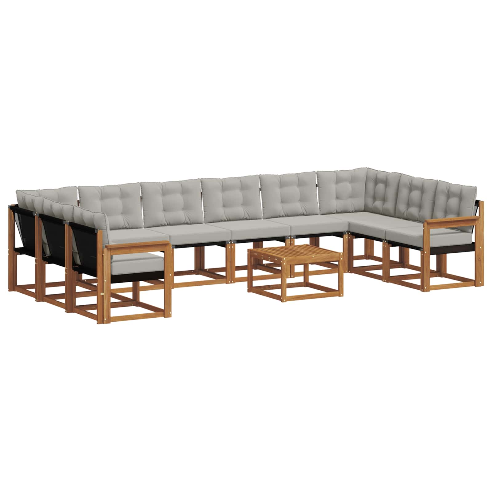Outdoor-Sofagarnitur mit Kissen 11 pcs Natürlich und Hellgrau