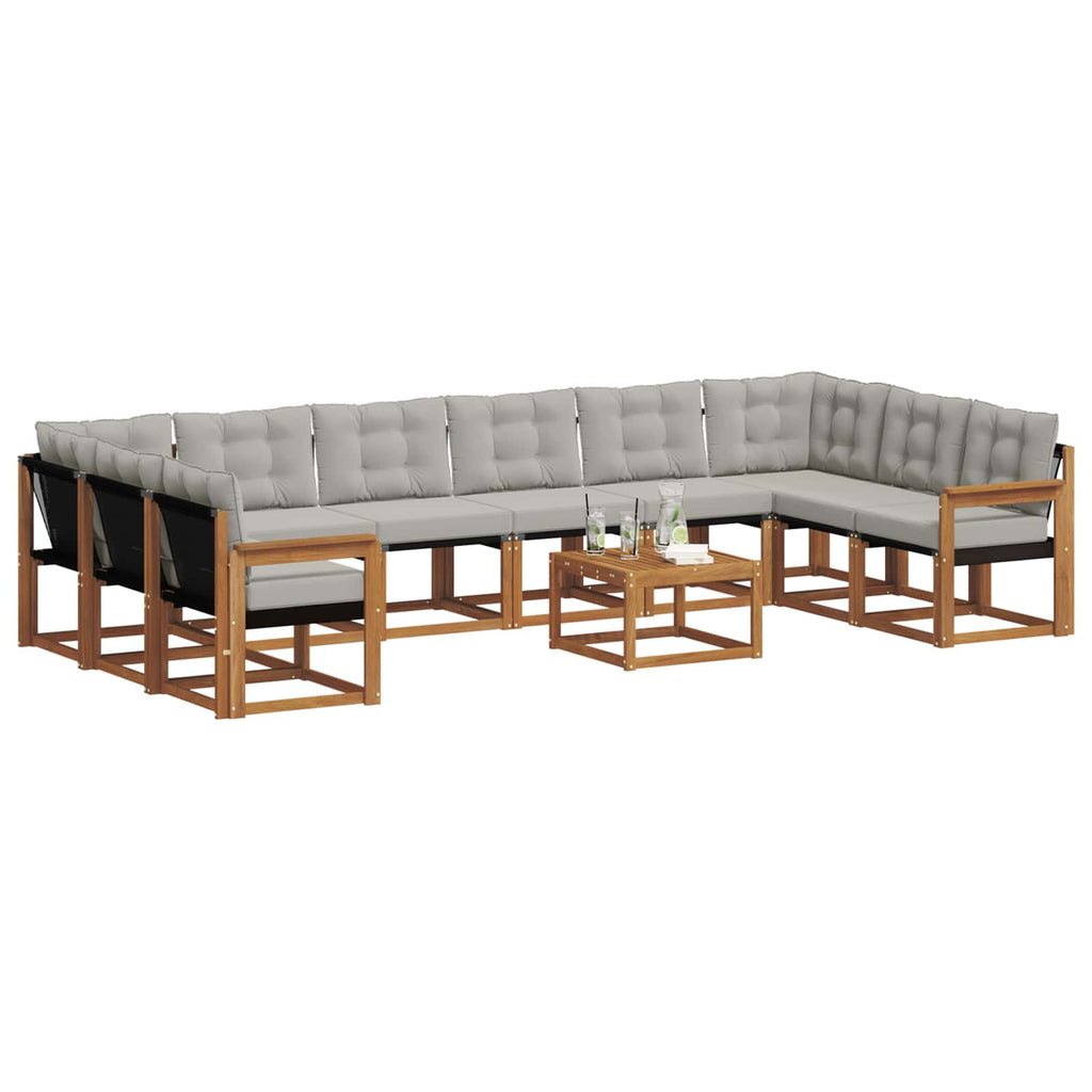 Outdoor-Sofagarnitur mit Kissen 11 pcs Natürlich und Hellgrau