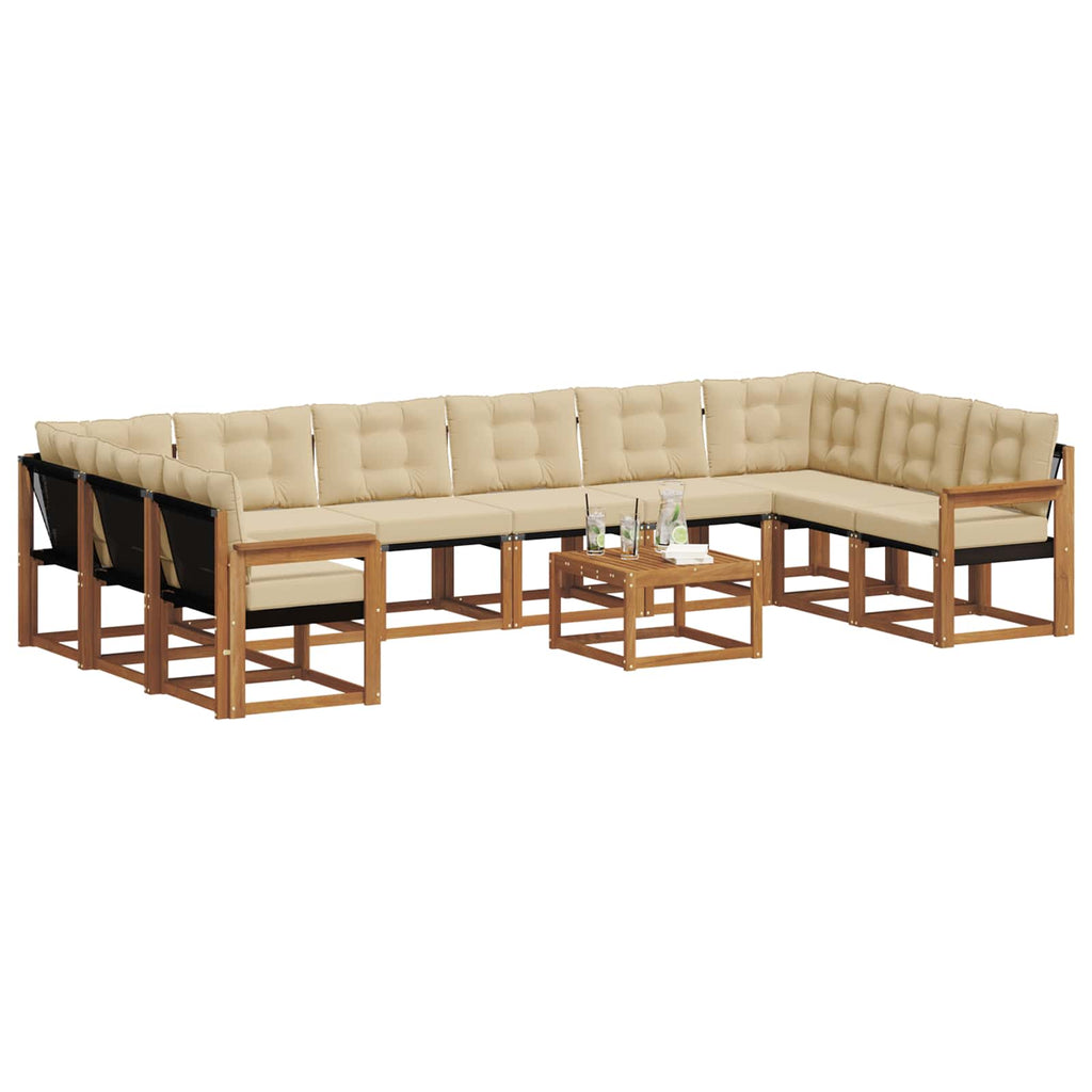 Outdoor-Sofagarnitur mit Kissen 11 pcs Natur und Beige