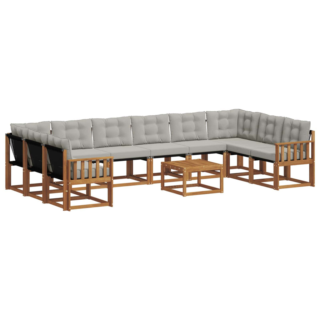 Outdoor-Sofagarnitur mit Kissen 11 pcs Natürlich und Hellgrau