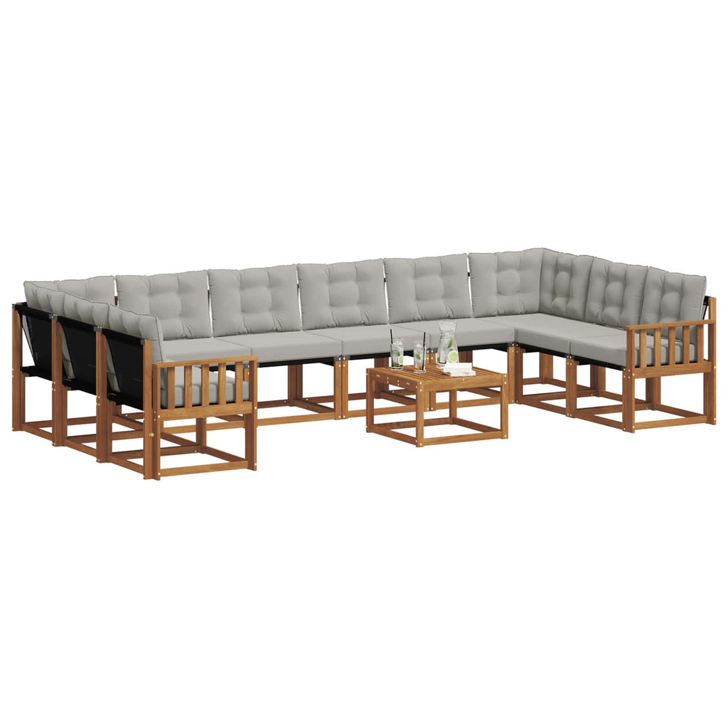 Outdoor-Sofagarnitur mit Kissen 11 pcs Natürlich und Hellgrau