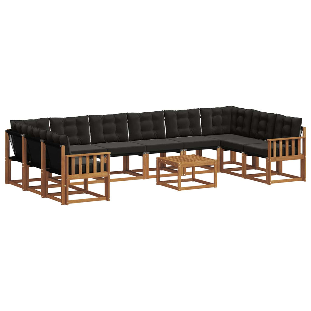 Outdoor-Sofagarnitur mit Kissen 11 pcs Natürlich und Schwarz