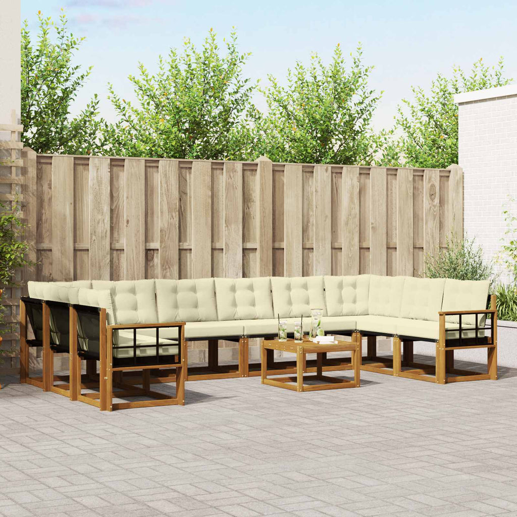 Outdoor-Sofagarnitur mit Kissen 11 pcs Natur und Creme