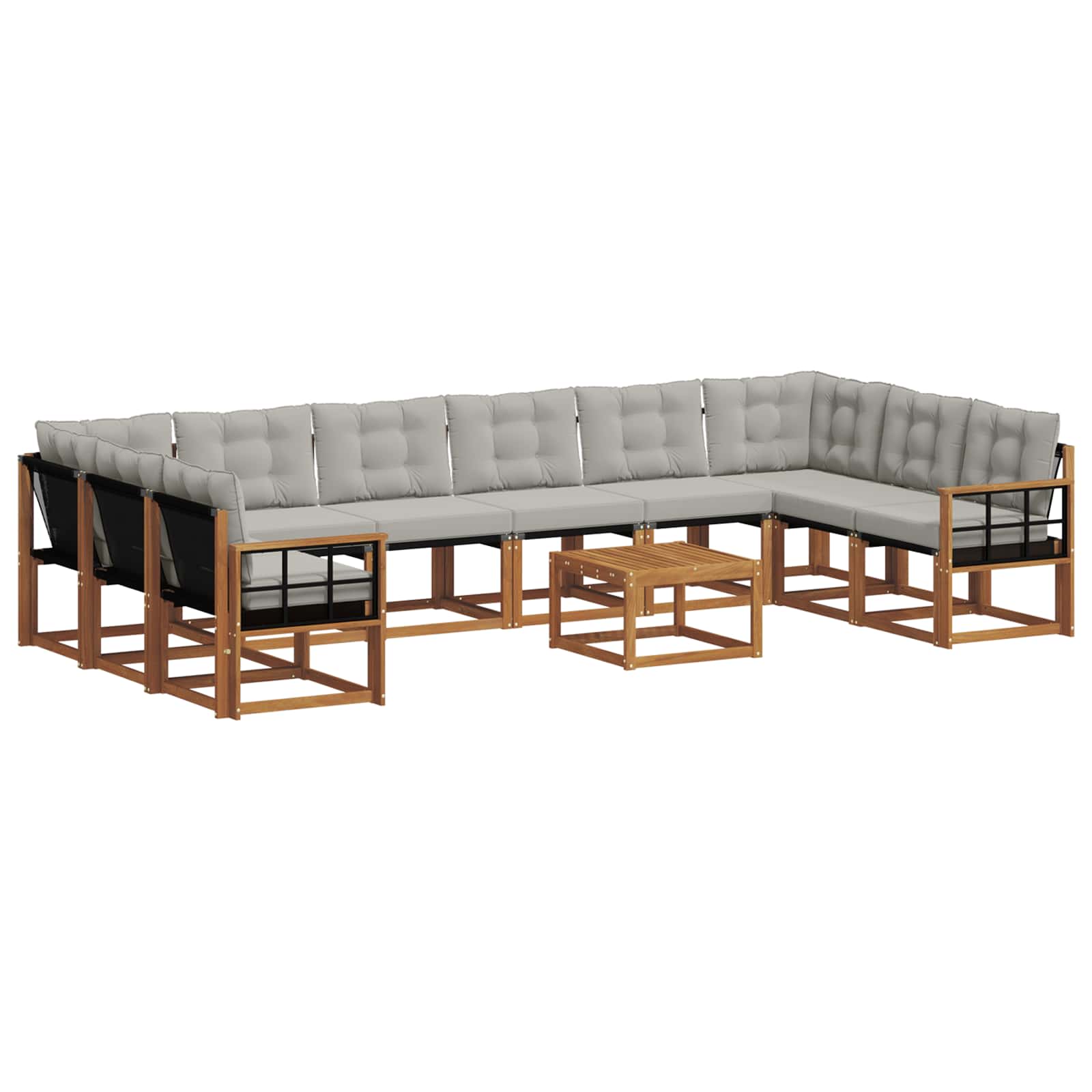 Outdoor-Sofagarnitur mit Kissen 11 pcs Natürlich und Hellgrau