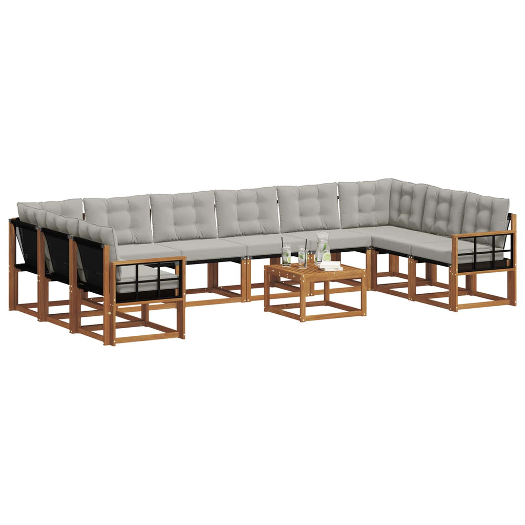 Outdoor-Sofagarnitur mit Kissen 11 pcs Natürlich und Hellgrau