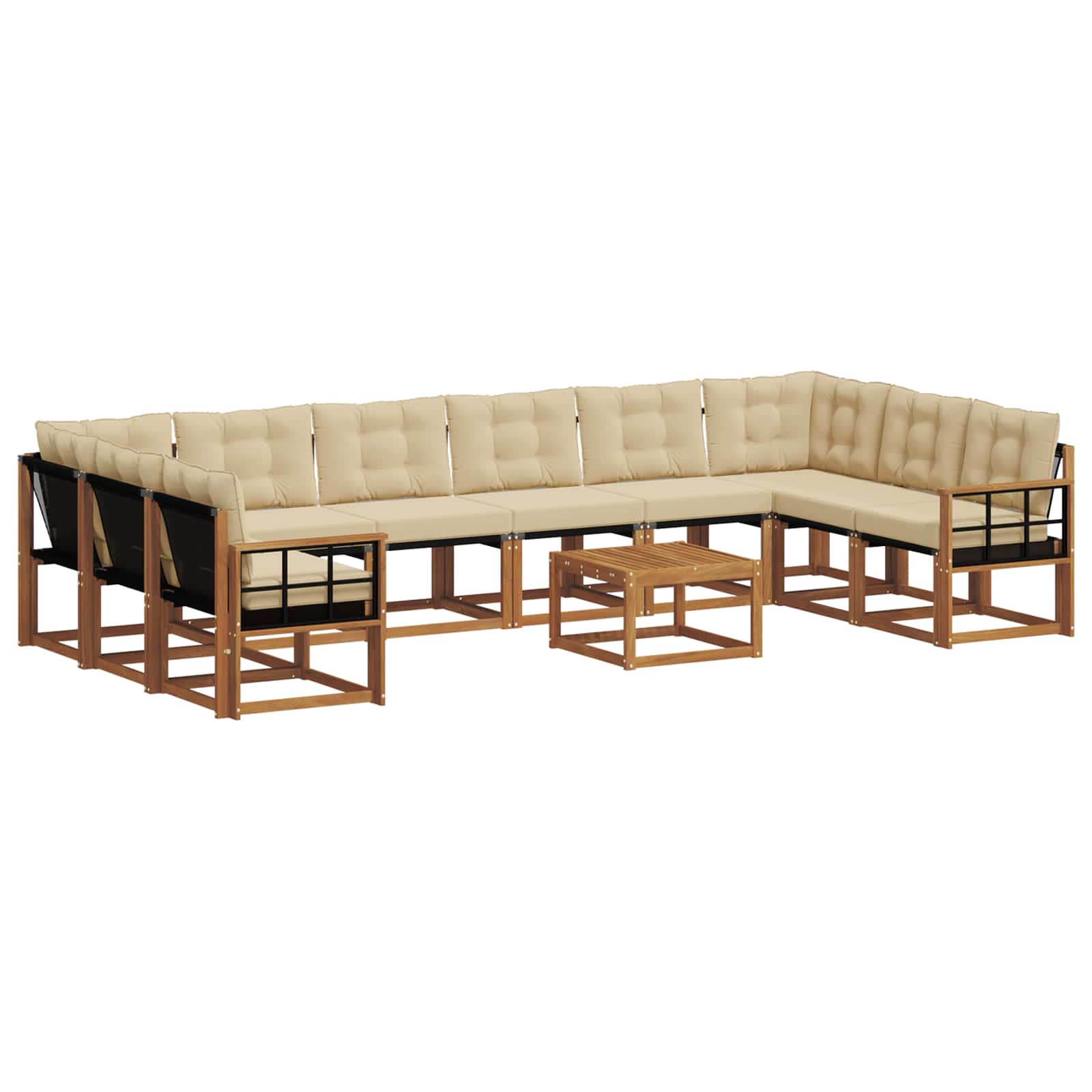 Outdoor-Sofagarnitur mit Kissen 11 pcs Natur und Beige
