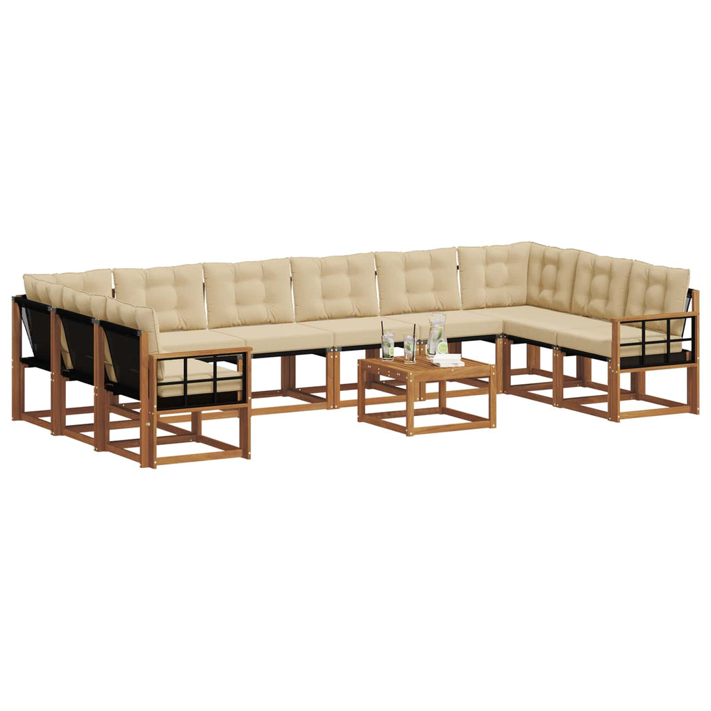 Outdoor-Sofagarnitur mit Kissen 11 pcs Natur und Beige