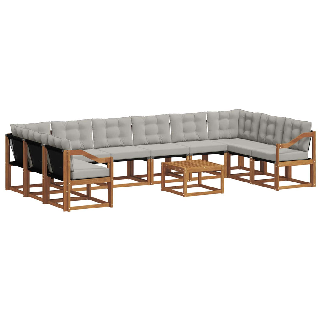 Outdoor-Sofagarnitur mit Kissen 11 pcs Natürlich und Hellgrau