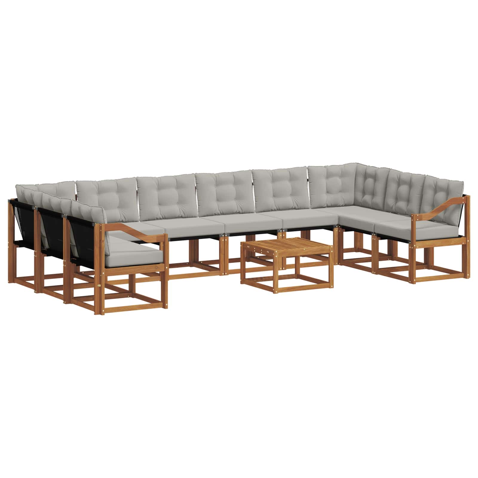 Outdoor-Sofagarnitur mit Kissen 11 pcs Natürlich und Hellgrau