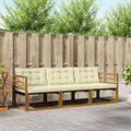 Outdoor-Sofagarnitur mit Kissen 3 pcs Natur und Creme