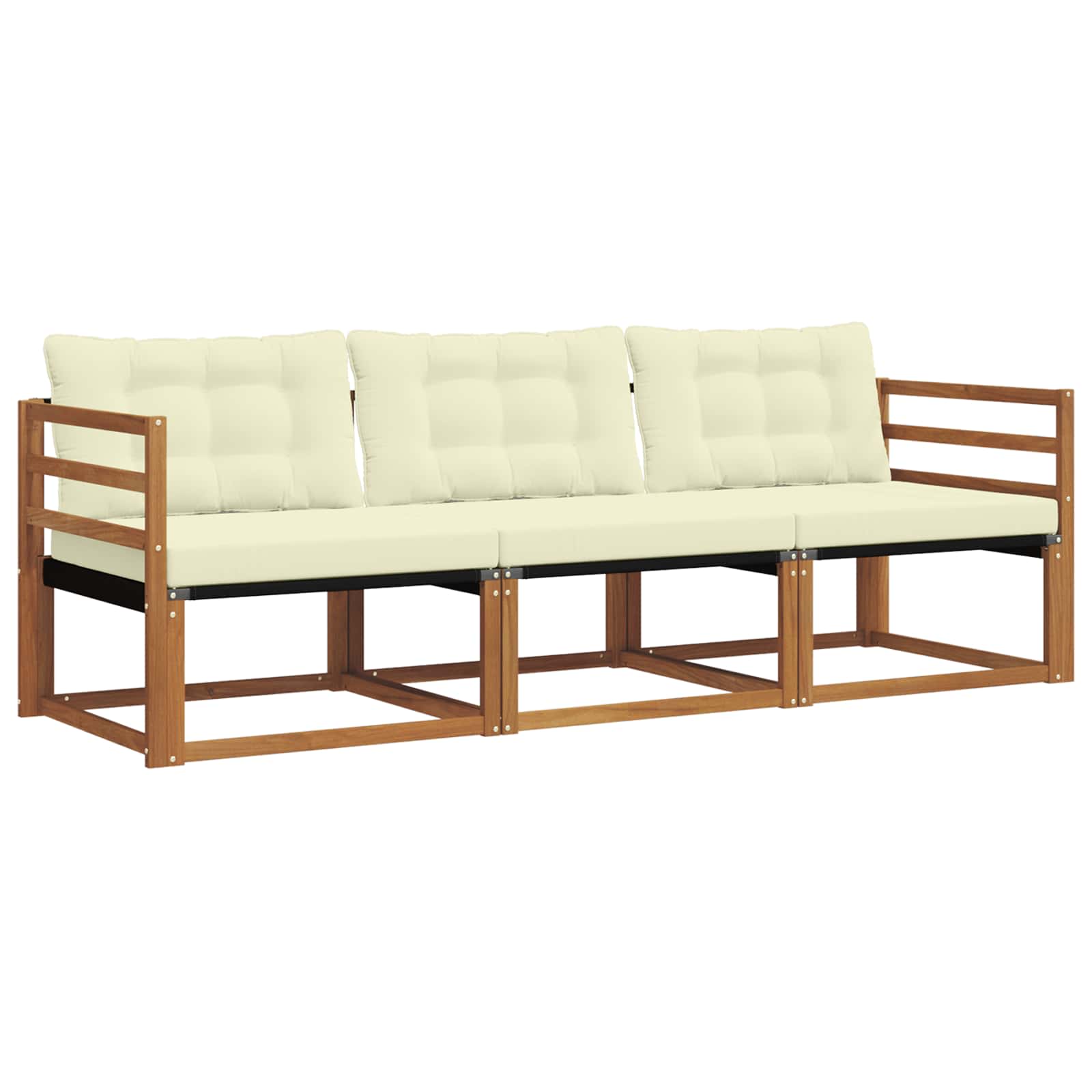 Outdoor-Sofagarnitur mit Kissen 3 pcs Natur und Creme