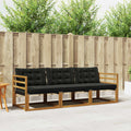 Outdoor-Sofagarnitur mit Kissen 3 pcs Natürlich und Schwarz