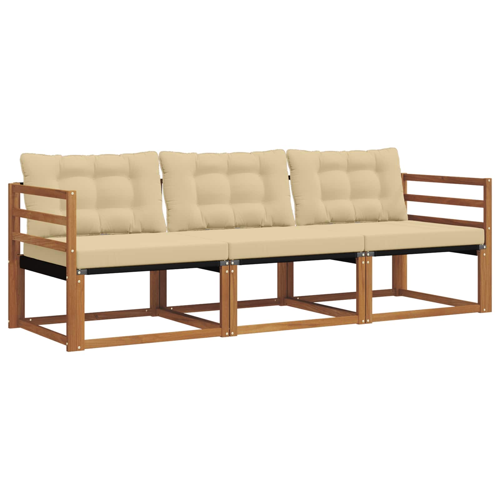 Outdoor-Sofagarnitur mit Kissen 3 pcs Natur und Beige