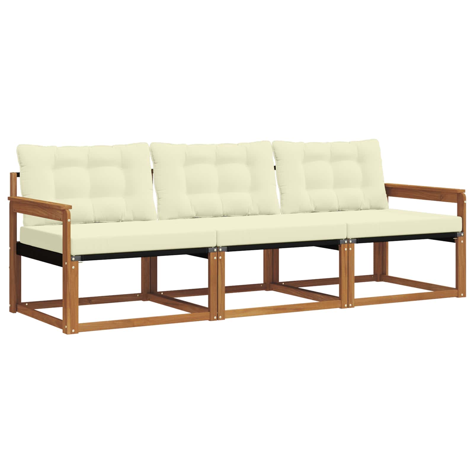 Outdoor-Sofagarnitur mit Kissen 3 pcs Natur und Creme