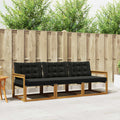 Outdoor-Sofagarnitur mit Kissen 3 pcs Natürlich und Schwarz