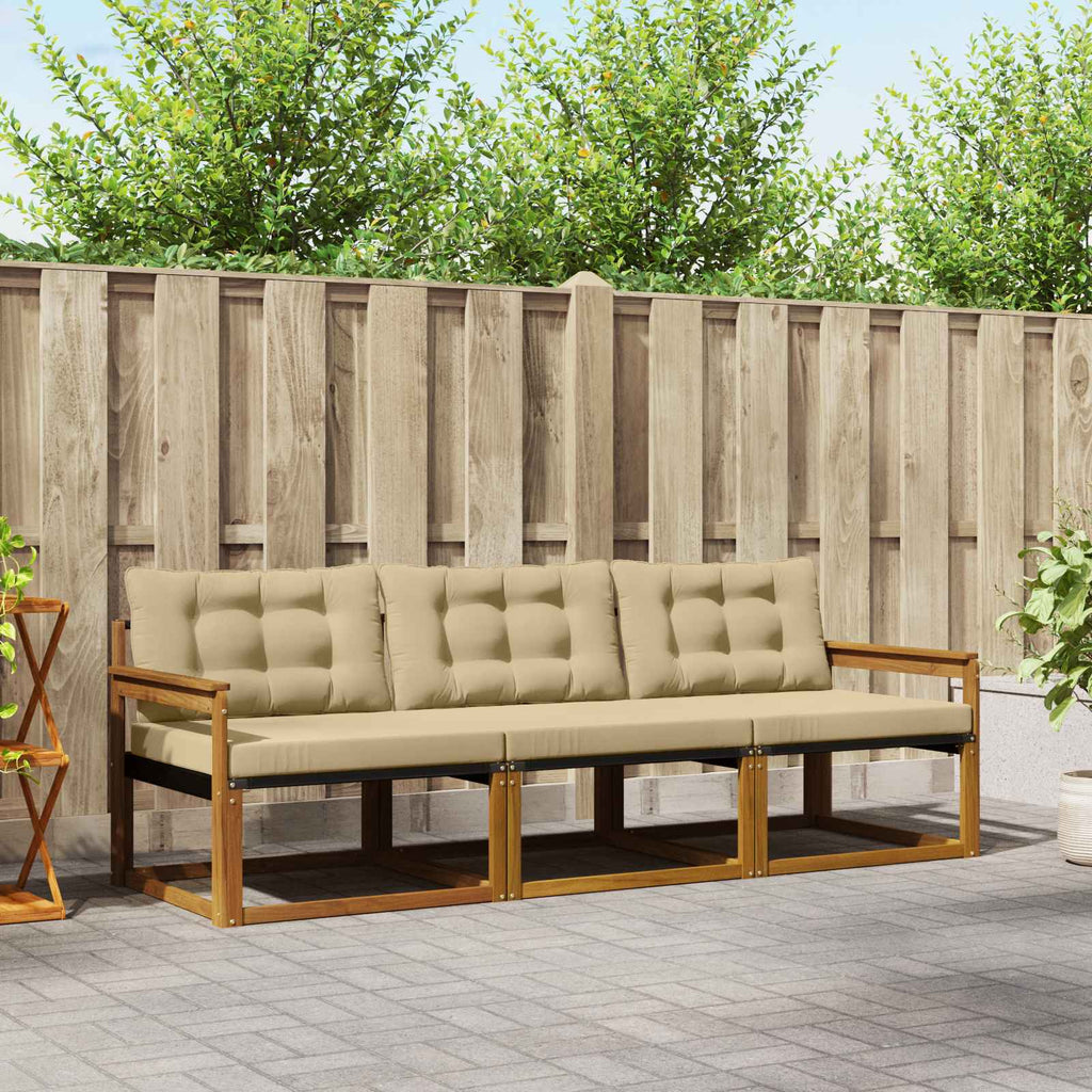 Outdoor-Sofagarnitur mit Kissen 3 pcs Natur und Beige
