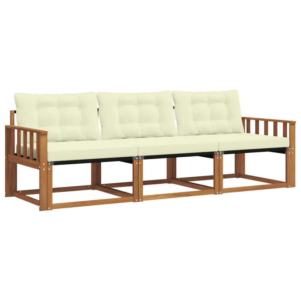 Outdoor-Sofagarnitur mit Kissen 3 pcs Natur und Creme