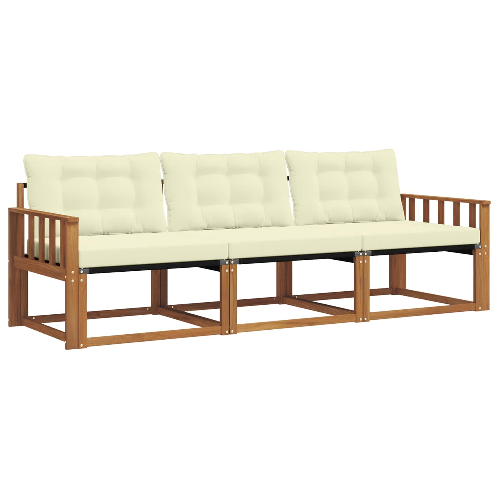 Outdoor-Sofagarnitur mit Kissen 3 pcs Natur und Creme