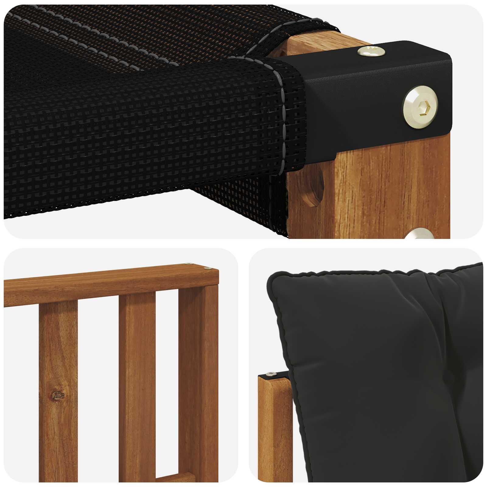 Outdoor-Sofagarnitur mit Kissen 3 pcs Natürlich und Schwarz