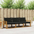 Outdoor-Sofagarnitur mit Kissen 3 pcs Natürlich und Schwarz