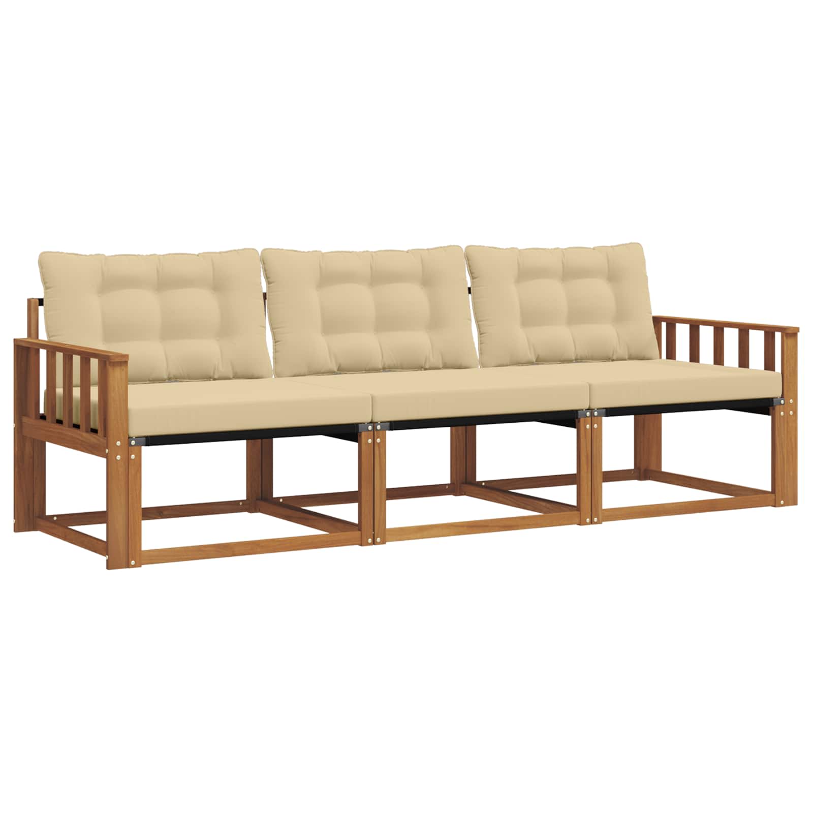 Outdoor-Sofagarnitur mit Kissen 3 pcs Natur und Beige