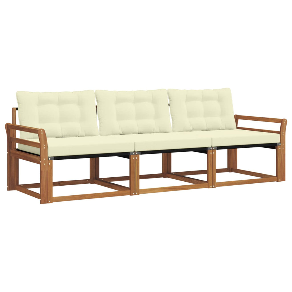 Outdoor-Sofagarnitur mit Kissen 3 pcs Natur und Creme