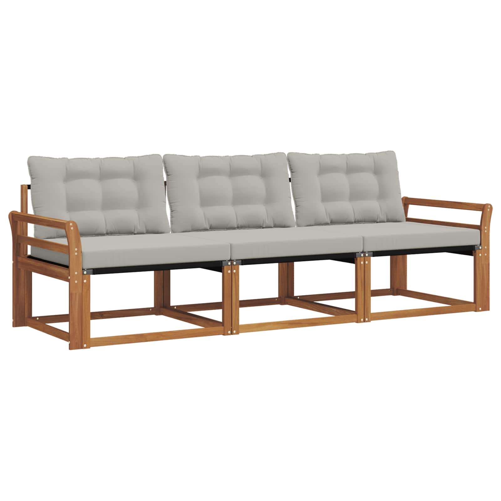 Outdoor-Sofagarnitur mit Kissen 3 pcs Natürlich und Hellgrau