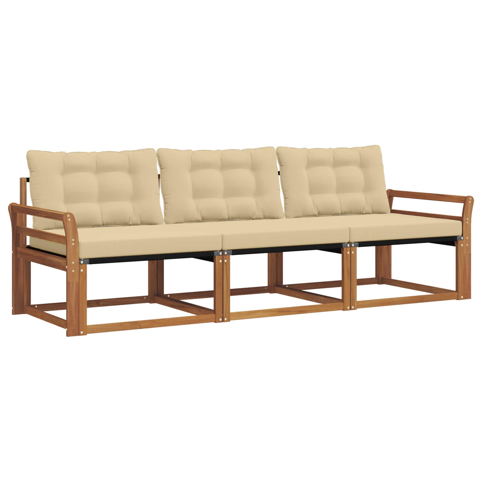 Outdoor-Sofagarnitur mit Kissen 3 pcs Natur und Beige
