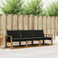 Outdoor-Sofagarnitur mit Kissen 3 pcs Natürlich und Schwarz