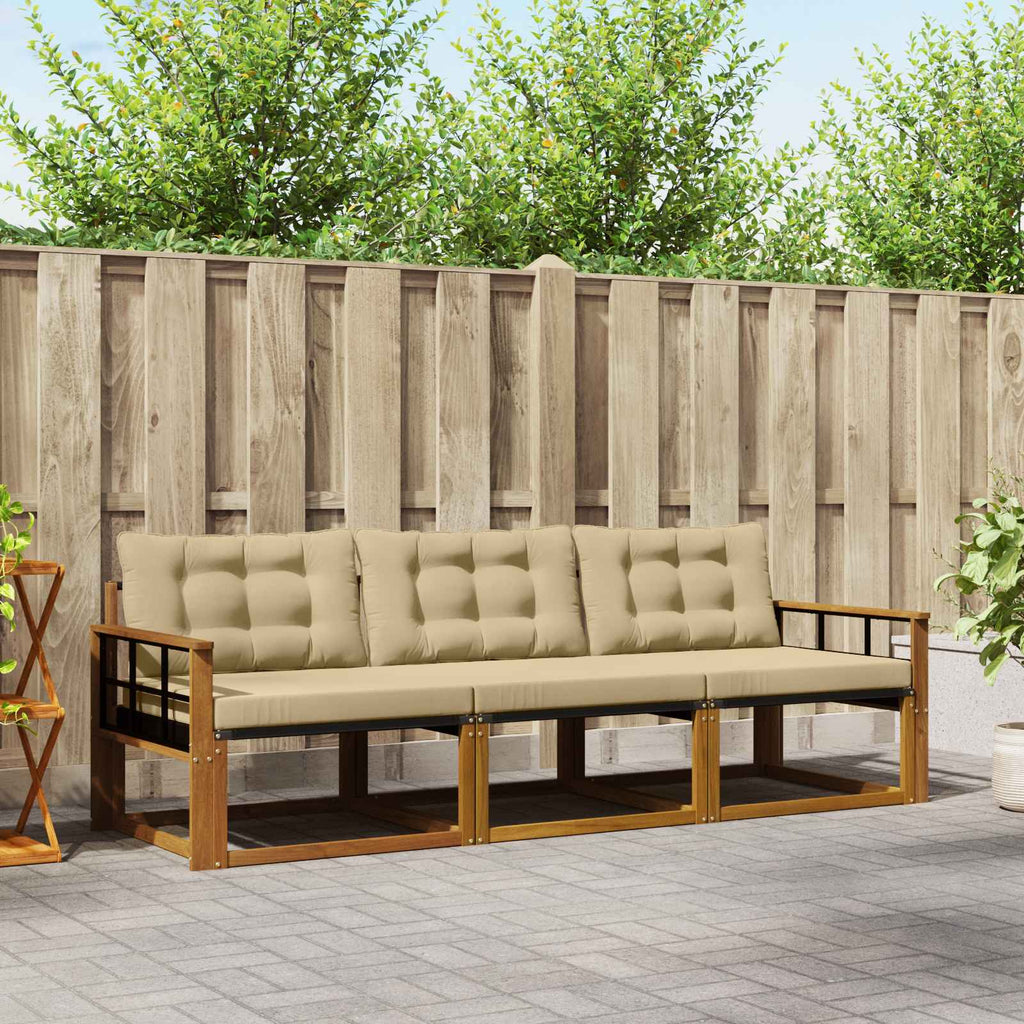 Outdoor-Sofagarnitur mit Kissen 3 pcs Natur und Beige