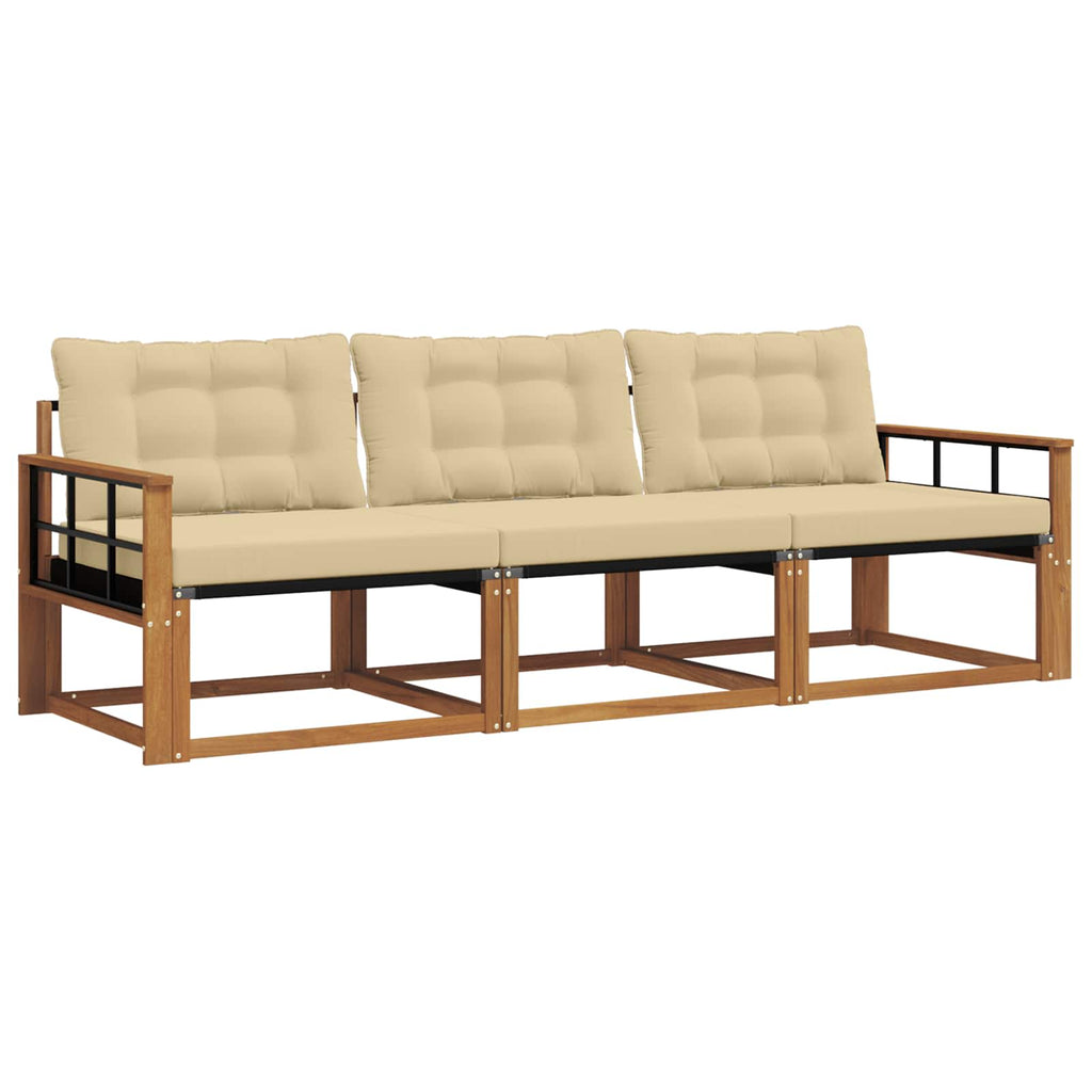 Outdoor-Sofagarnitur mit Kissen 3 pcs Natur und Beige
