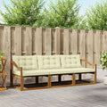 Outdoor-Sofagarnitur mit Kissen 3 pcs Natur und Creme