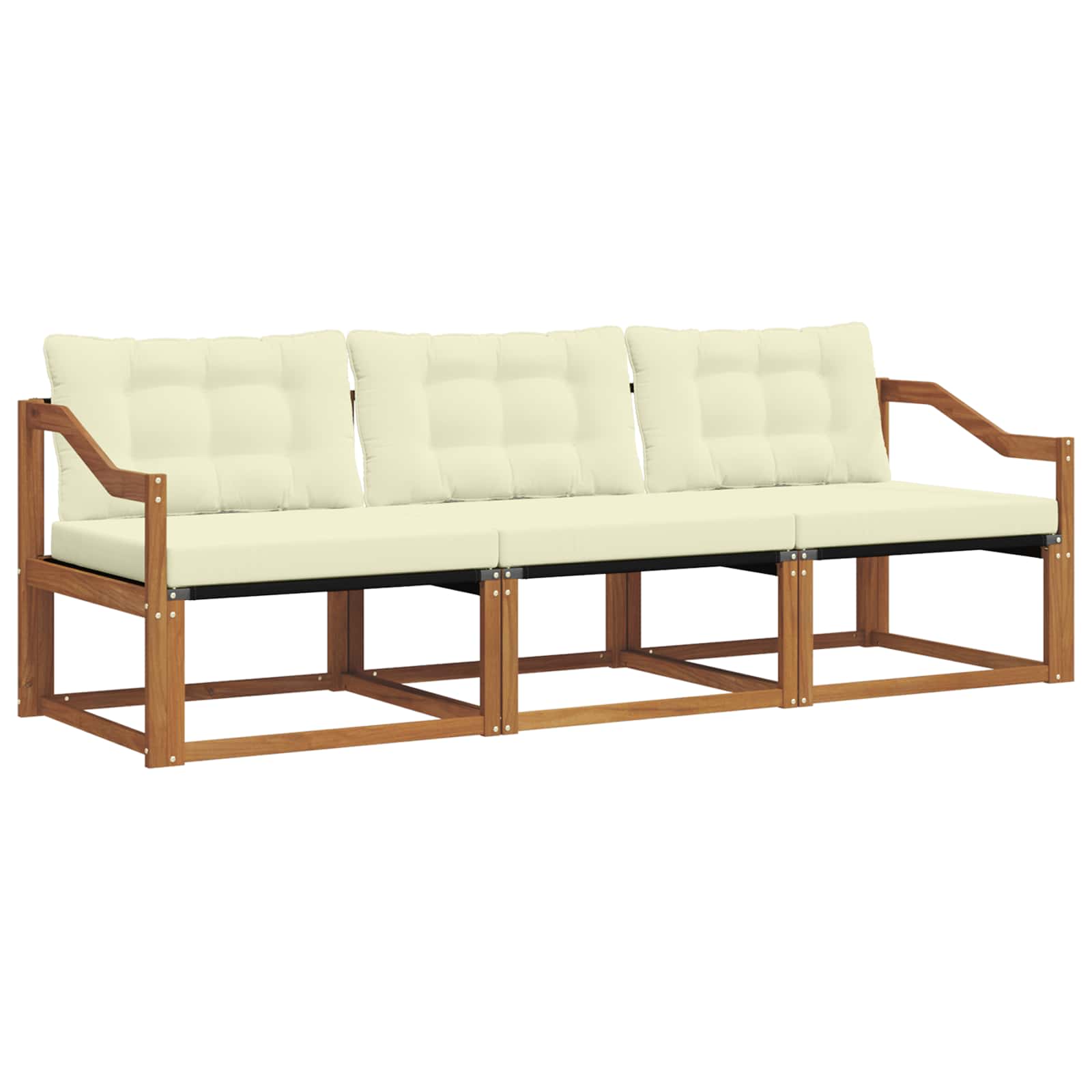 Outdoor-Sofagarnitur mit Kissen 3 pcs Natur und Creme