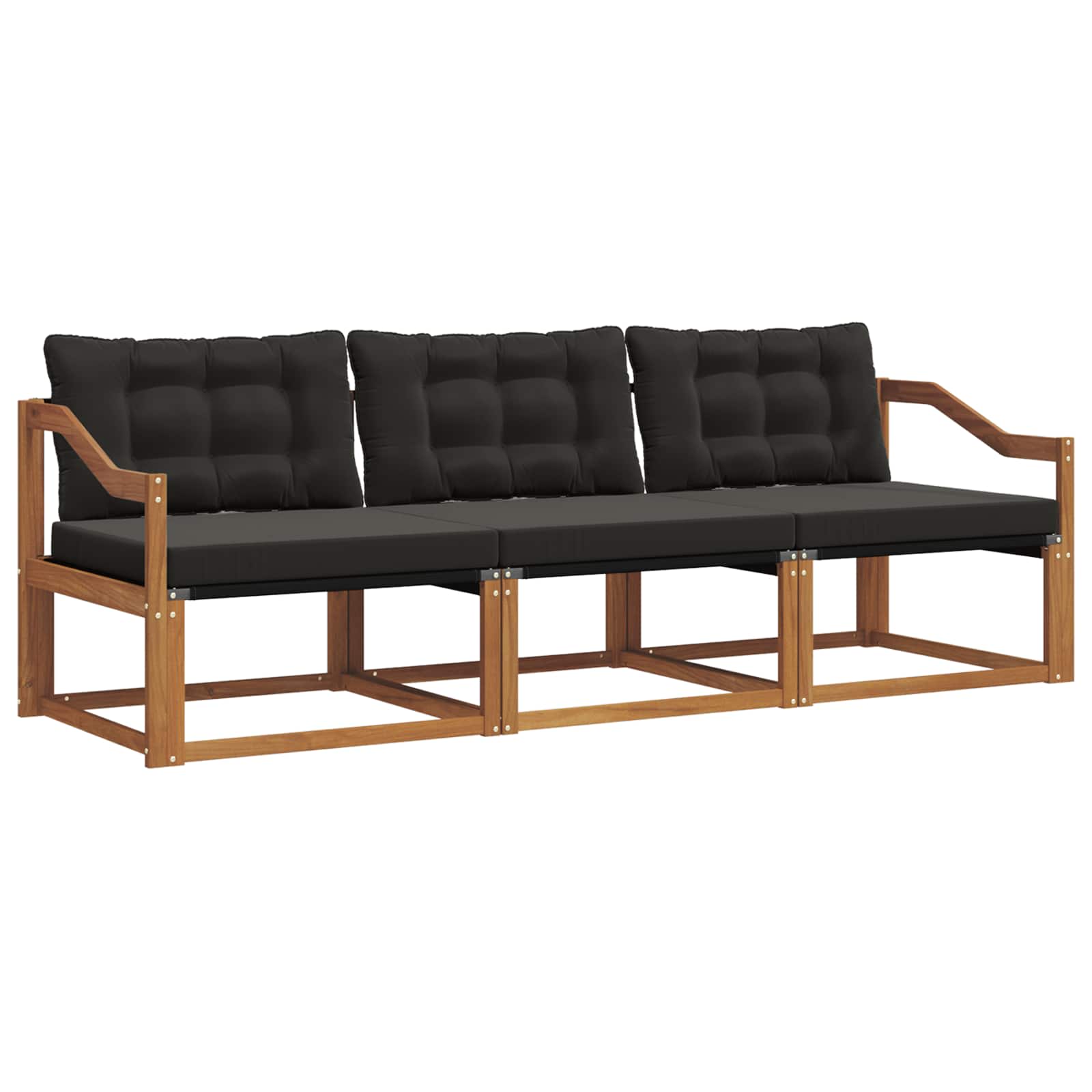 Outdoor-Sofagarnitur mit Kissen 3 pcs Natürlich und Schwarz