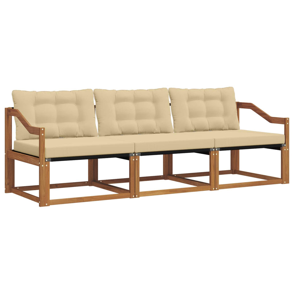 Outdoor-Sofagarnitur mit Kissen 3 pcs Natur und Beige