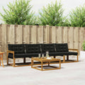Outdoor-Sofagarnitur mit Kissen 5 pcs Natürlich und Schwarz